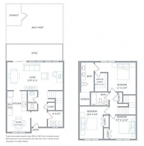 Floor plan for 3 beds, 2.5 baths, 1365 sqft